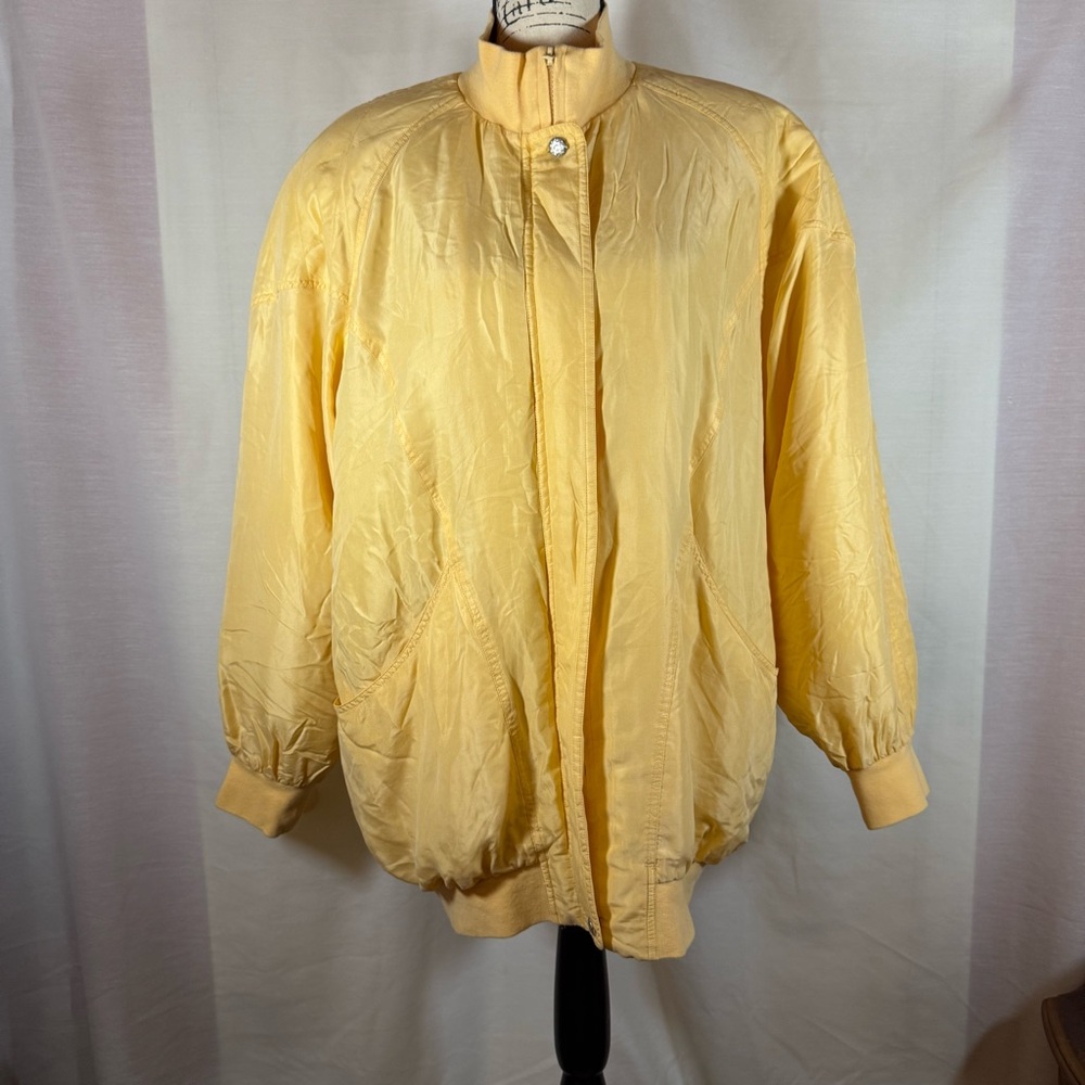 Vintage Ashton Cove Women’s Silk Ultra Soft 80’s Jacket Zippered Yellow Med EUC